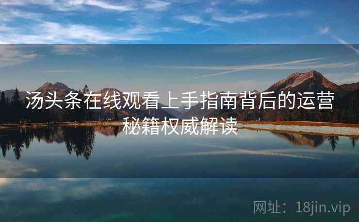 汤头条在线观看上手指南背后的运营秘籍权威解读